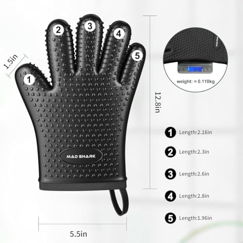 MAD SHARK Silicone Oven Mitts with Fingers Heat Resistant 450°F in Kitchen - Image 5