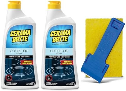 Cerama Bryte Cook Top Cleaner 18 oz 2-Pack & Scraper Pad Bundle - Image 2
