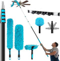 36 ft High Reach Duster Kit, 6 Attachments, Fan Cleaner, Blue by Acellegic