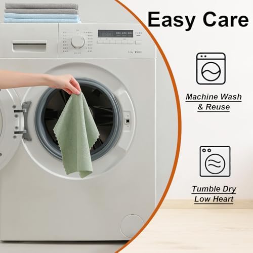 80 Pack Microfiber Cleaning Cloth Roll,Lint Free Rags & Tear Away Reusable Towels Washable Scratch,Ultra Absorbent Dish Rags(12" x 12") for Car Kitchen Home Garage-Green - Image 6