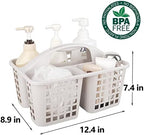 Portable Shower Caddy Basket Plastic Storage Basket with Divided Light Grey - Image 6