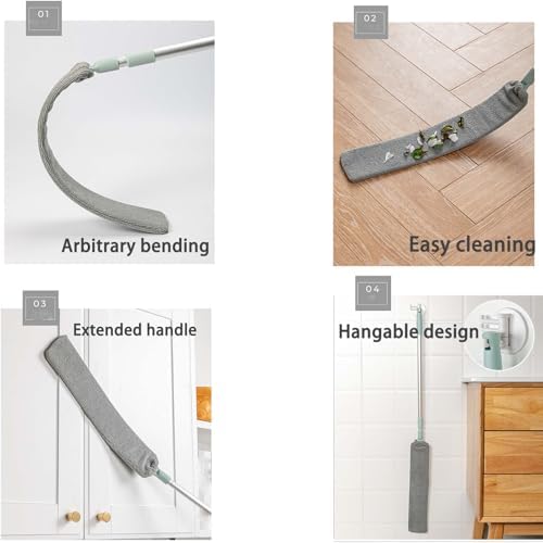 2026 New Retractable Gap Dust Cleaning Artifact with 3 Microfiber Dusting Cloths,Extendable Duster Cleaning Tool,Reusable Washable Dusting Wand for Home,Ceiling,Blinds,Furniture(2PCS) - Image 6