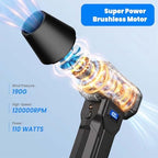 Handheld 4-Gear Powerful Electric Air Blower Dust Blower, 120000RPM Fast Charge Cordless Compressed Air Duster Cleaner Widely Used for Indoor Outdoor Vehicle Electronic Cleaning - Image 2