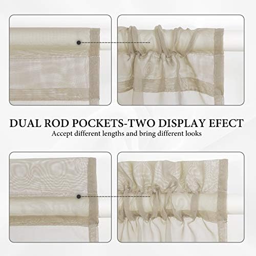 MIULEE Beige 54 Wide and 72 Inches Length French Door Sheer Curtains - Image 5