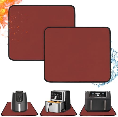 2 PCS Heat Resistant Mats for Countertop Air Fryer, 18x15in, Red by Amerbro