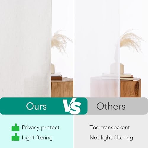 NICETOWN Cream White Linen Door Curtains 78 inch Long, W36 x L78 Room Darkening for Front Door Window, Tie Up Shades with Sticky Strip Light Filtering for Window, 1 Panel - Image 4