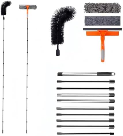 13 FT Gutter Cleaning Tools with 10-Section Extension Pole, Gutter Cleaning Brush, Silicone Squeegee & Window Washer for Gutters, High Windows, Glass & Cars by Unknown