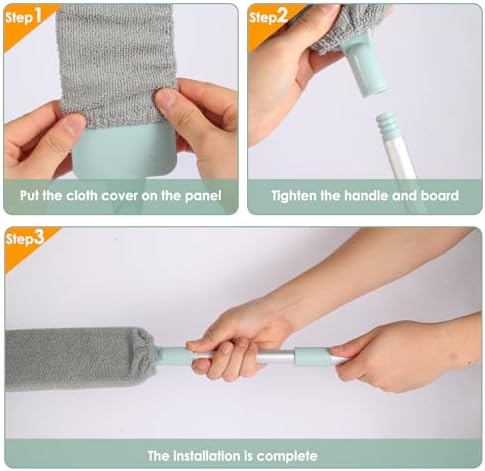Retractable Gap Dust Cleaner, Long Handle CleaningTool with 3 Washable Microfiber Dusting Cloths, Duster Brush for Cleaning Under Appliances - Image 4