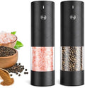Rechargeable Electric Salt and Pepper Grinder Set, Automatic Salt and Pepper Shakers, Adjustable Coarseness Pepper Grinder with Led Kitchen and Home Appliances Gifts for Women(Blackblack) by FRTONYI
