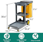 YITAHOME Grey Housekeeping Carts, Janitorial Cleaning Cart on Wheels - Image 3