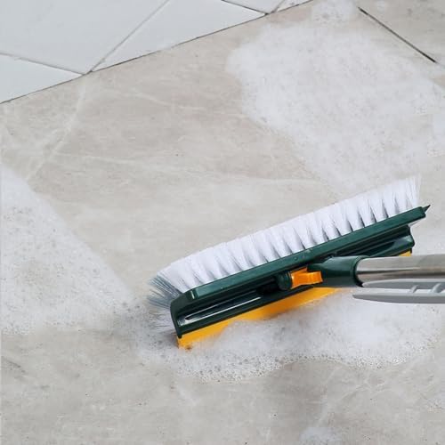 Grout Scrub Brush with 42" Long Handle Double-Sided Floor Scrub Brush V-Shape Grout Cleaner with Squeegee 180° Rotating for Tile Floors, Baseboards, Wall - Image 5