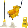 KULED Commercial Mop Bucket with 2 Mop Heads and Caution Sign, 38 Quart by KULED
