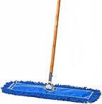 24 Inch Blue Commercial Dust Mop & Floor Sweeper – Wood Handle Floor Mop for Tile, Hardwood & Concrete by TidyTools