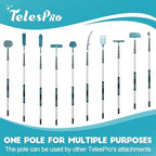 TelesPro 30 Feet High Reach Window Squeegee with 6-24 Ft Extension Pole, Window Cleaner Tool with 5-Stage Telescoping Pole, Window Cleaning Kit with Rotatable Head (2 Squeegee & 2 Microfibre Cloths) - Image 6