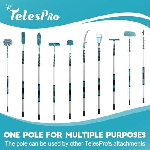 TelesPro 30 Feet High Reach Cobweb Duster with 6-24Ft Extension Pole, Webster Cobweb Duster with 5-Stage Telescopic Aluminum Pole, Spider Web Brush for Outdoor & Indoor Cleaning - Soft Bristles. - Image 6