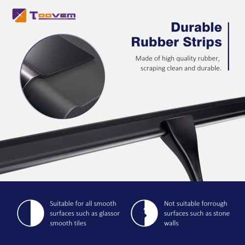 14'' Shower Squeegee, TOOVEM Squeegee for Shower Glass Door for Glass Doors, Windows, Bathroom, Car Windshield, Black - Image 3