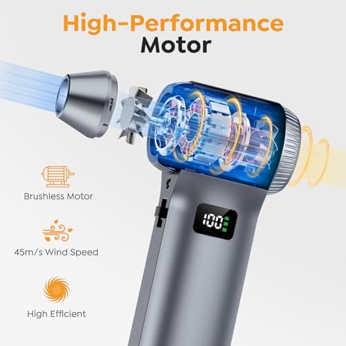 Compressed Air Duster-230000RPM Super Power Electric Air Duster, 100-Level Adjustable Inflatable Air Blower with LED Light and Display Screen, Dust Blower for Computer, Keyboard,House, Outdoor and Car - Image 2