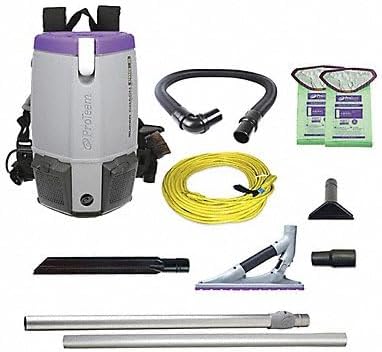 ProTeam Super Coach Pro 6 Commercial Backpack Vacuum with ProLevel HEPA Media Filtration and ProBlade Carpet Tool Kit, 6 Quart, Corded, 107533 by ProTeam