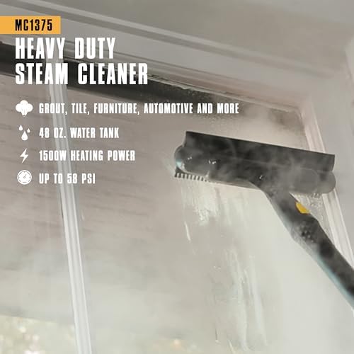 McCulloch MC1375 Canister Steam Cleaner, 90 Min Runtime, 20 Accessories - Image 2