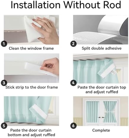Vatge Light-Blocking French Door Curtains for Sliding, Classroom, Kitchen, and French Door, 1 Panel, W36 x L72, Aqua - Image 3