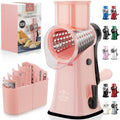 Rotary Cheese Grater Manual Hand Crank 5 Blade Shredder, Peach & Black by ZulayKitchen