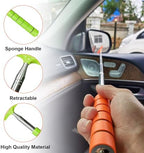Dickno Car Side Mirror Squeegee, 35.6'' Retractable Rearview Mirror Wiper, Mini Portable Auto Window Squeegee Cleaner, Universal Vehicle Glass Cleaning Tool for Rainy Foggy Weather (Green) - Image 5