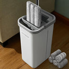 JOYMOOP Flat Mop System, Microfiber Mop and Bucket Set, White, Hands-Free Wet and Dry Floor Cleaning for Household and Commercial Use, Includes 5 Washable Pads by JOYMOOP