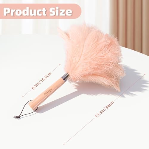 Pink Ostrich Feather Duster for Cleaning with Wooden Handle, 13.5 Inch - Image 3