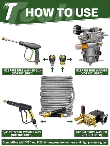 3/8" 4800PSI Pressure Washer Hose 25FT Swivel Quick Connect - Image 4