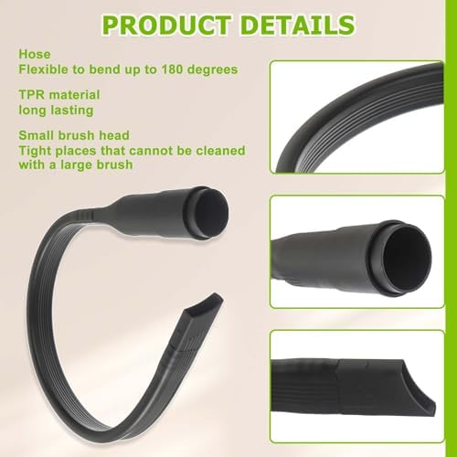 25 inch Flexible Vacuum Crevice Attachment Tool Crevice Brush Tool Kit for Vacuum Hoses Accepting 1-1/4"(32mm) or 1-3/8"(35mm) Inner Diameter Attachments 24.4inch - Image 4