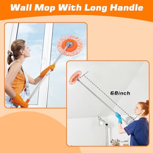 Keyloland Wall Mop, Primium 68” Wall Cleaner, High-Quality Baseboard Cleaner, Professional-Grade Baseboard Cleaner Tool with Handle, Superior Quality Dust Mop, Efficient cleaning tools - Image 2