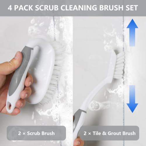 Scrub Brush Set, 4 Pack Deep Cleaning Brush Kit, Gray - Image 2