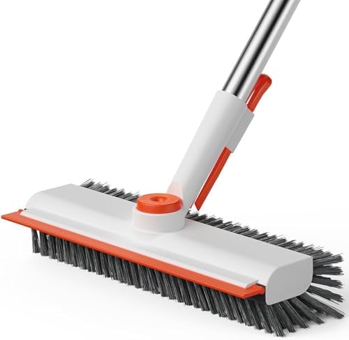 AIR U+ Floor Scrub Brush with Long Handle, 3-in-1 Rotating Head & Squeegee by AIRU