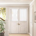 White Linen Door Short Curtains 40 Inch Length for Front French Door by DUKIYO
