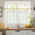 jinchan Linen Tier Kitchen Curtains, 30x24, 2 Panels, Beige White by JINCHAN