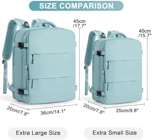 Large Travel Backpack Carry on Flight Approved Mochila De Viaje Carry on Backpack for Airplanes Spirit Airlines Personal Item Bag 18x14x8 Inches Travel Bag Traveling Backpack for Women Men Light Blue - Image 3