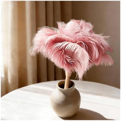 NCEDN Pink Ostrich Feather Duster 32cm – Soft Feather Duster with Wooden Handle for Keyboard, Blinds, Ceiling Fan & Furniture Cleaning by NCEDN