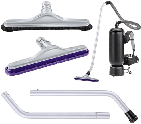 Replacement 2 Piece Vacuum S Wand with 14" Floor and Carpet Brush Compatible with ProTeam Backpack Vacuums Compatible with Hoover C2401 Backpack Vacuum(Purple & Grey Nylon Brush) by HappyAlley