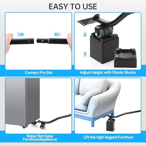Furniture Lifter Tool, Appliance Lifter, Save 80% Effort, Lift Up to 400 Pounds Heavy Items, Furniture Lifter Jack for Heavy Furniture Appliance, Safely and Easily Lifting Furniture and Appliances - Image 6