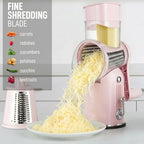 Rotary Cheese Grater Manual Hand Crank 5 Blade Shredder, Classic Pink - Image 6