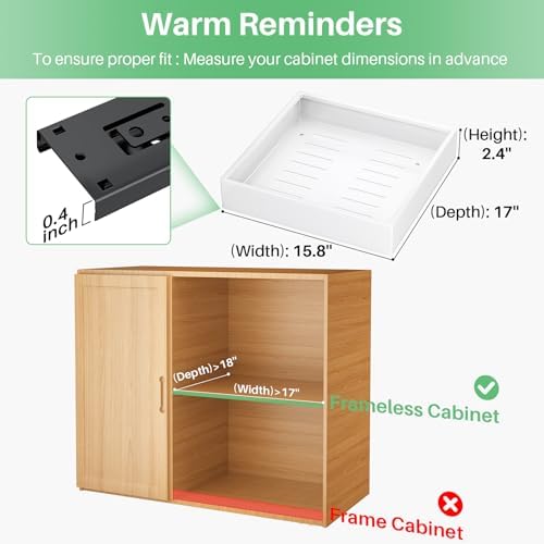 Pull Out Cabinet Organizer with Nano Adhesive, Heavy Duty Full-Extension Slide-Out Drawer for Kitchen Cabinet Organizers and Storage, No Drill Roll out Pantry Shelf, 15.8"W x 16.9"D x 3.1"H , White - Image 2