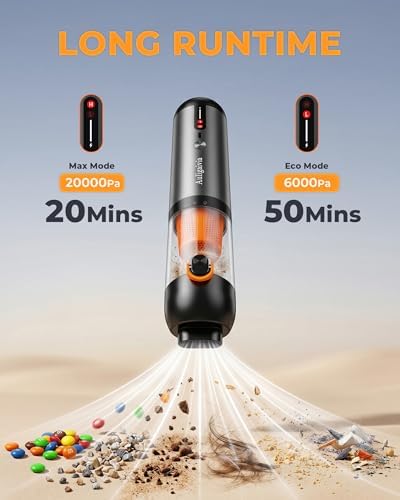 A10 Cordless Car Vacuum & Air Duster, 20000Pa 4-in-1 Portable Mini Vac | 7800mAh 50-Min Runtime, One-Touch Empty, Type-C Fast Charge for Home, Office, Keyboards, Pet - Image 4