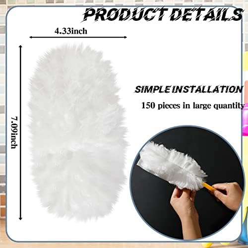 Vesici 150 Pcs Duster Refills Compatible with Swiffer Dusters Bulk Disposable Replacement Thickened with 1 Handle Heavy Duty for Cleaning, Office (White) - Image 3