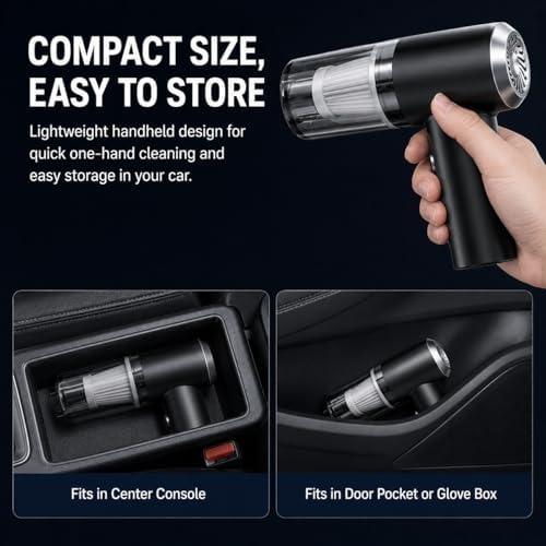 Handheld Vacuum Cordless, 28000Pa Powerful 4 in 1 Portable Vacuum Cleaner with HEPA Filter, Lightweight USB Rechargeable Mini Vacuum for Car, Pet Hair, Dust, Crumbs (Black) - Image 7