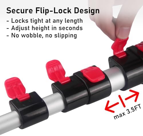 24FT Telescoping Extension Pole - Adjustable Aluminum Paint Roller Pole with 3/4" Universal Threaded Tip - Flip-Lock Extendable Pole for Window Roof Pool Cleaning - Image 2