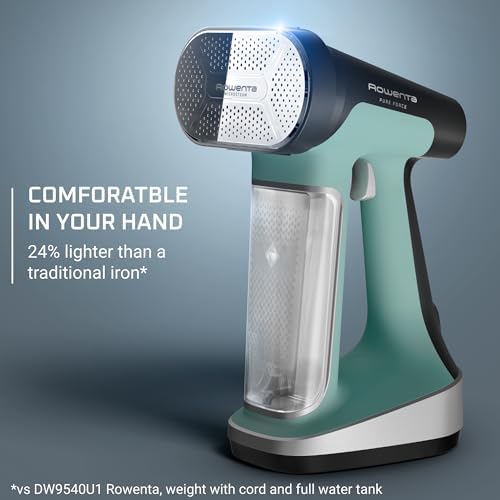 Rowenta Pure Force 2in1 Steamer & Iron: Powerful 1875 Watts, Vertical Steaming & Horizontal Ironing, Auto-off, XL Tank Capacity (7.1 Oz), Green Clothes Steamer DR8822 - Image 4