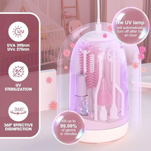 Electric Bottle Brush Cleaner,Electric Baby Bottle Brush Cleaner with Silicone Nipple&Straw Brush,Soap Dispenser,Drying Rack-Waterproof,Long Battery Life,Travel Bottle Cleaner Kit for Babies - Image 5