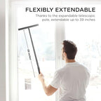 Telescopic Shower Squeegee Black - With Suction Hook & up to 100 cm I Shower squeegee for glass doors Cleaner squiggy for tile and walls Bathroom squeeze for door Long handle sweep & squeegees - Image 2