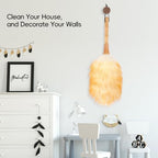 Feather Duster, Lambswool Duster for Cleaning,with Solid Wooden Handle,Leather Hang Strap,Anti-Static 14.9 inch Washable Reusable Small Hand Duster(Natural) for Office, Home and Car - Image 6