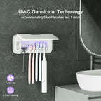 UV Toothbrush Sanitizer and Holder for Bathroom, 5 Toothbrush Slots for Family with Fan and PTC Heat Drying, Type-C Charging, No-Drill Wall Mount - Image 2